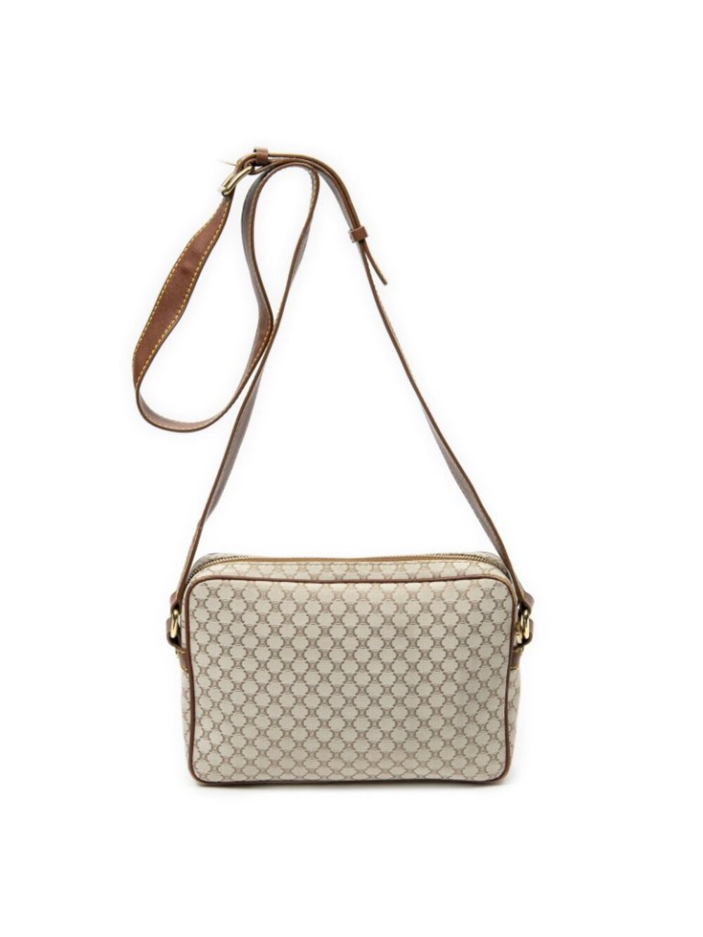 Celine Front Pocket Crossbody Beige Brown Macadam Canvas - Picture 5 of 10